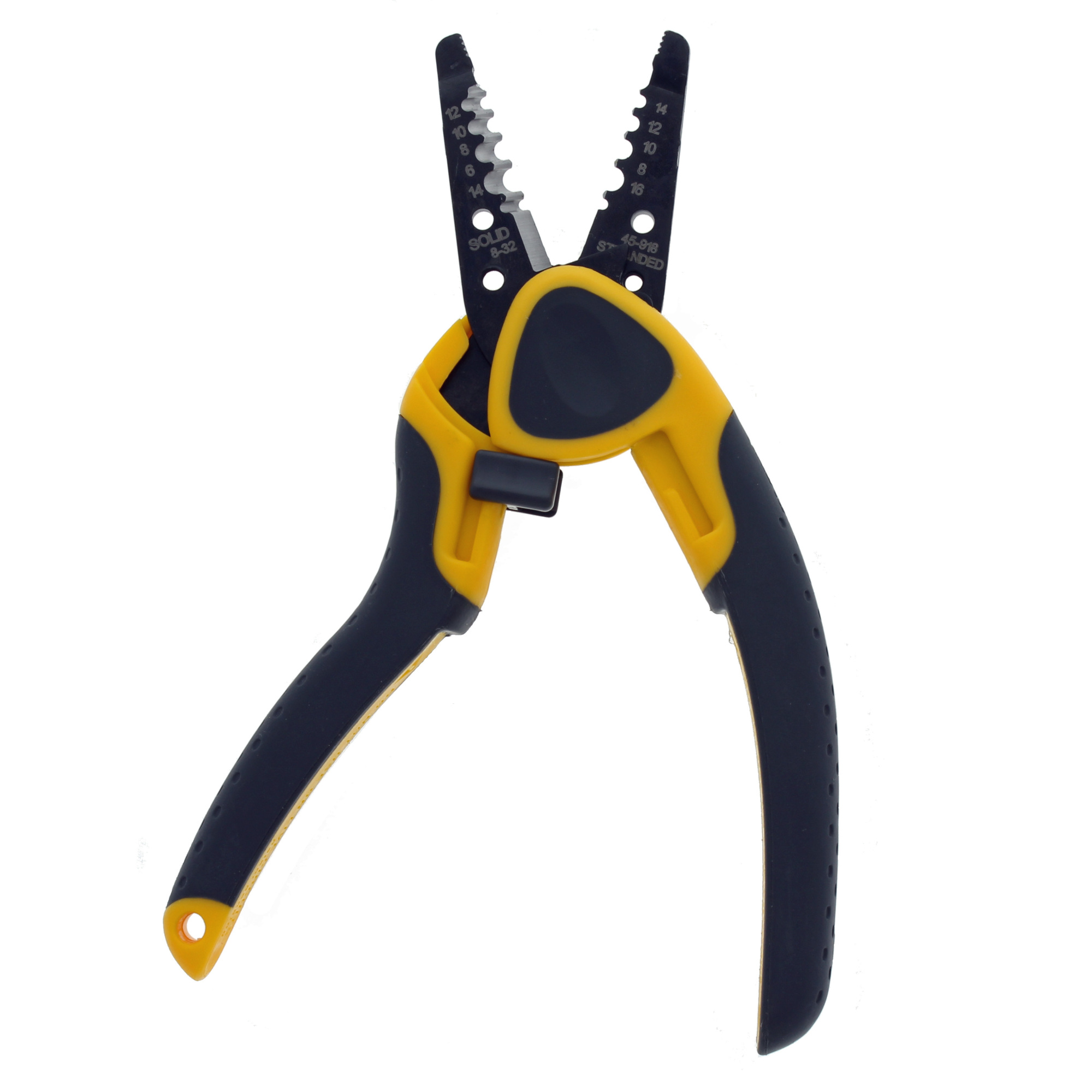 IDEAL, Kinetic® Reflex™ T®-Stripper Wire Stripper, Ergonomic grip design, non-slip textured grips, Sliding locking hasp for safety, stripping of 6-14 AWG solid and 8-16 AWG stranded wire, shear cut bolt cutter , made in the